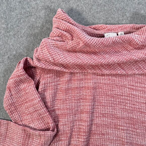 Anthropologie Postmark Cowl Neck Sweater Women's Medium Pink Waffle Knit Flowy - Picture 2 of 8
